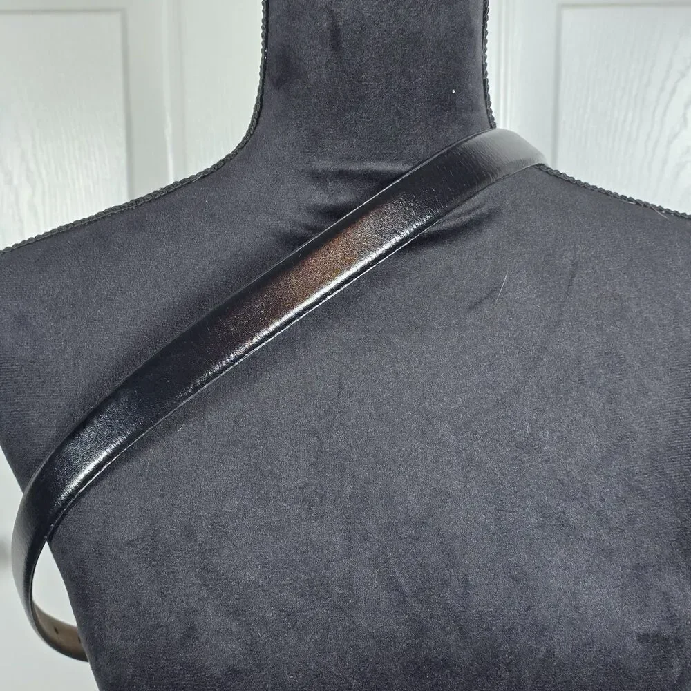 Vintage Millennium Black Leather Belt Large Two-tone Hardware 1998 - Picture 2 of 7
